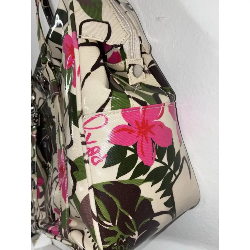 Vintage Y2K Roxy Luggage Weekend Bag Purse Handbag Carry On Aloha Floral Cream